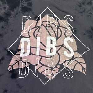 Dibs Shirt Men's Large Rose Floral Short Sleeve T-Shirt Tie‎ Dye Black Gray